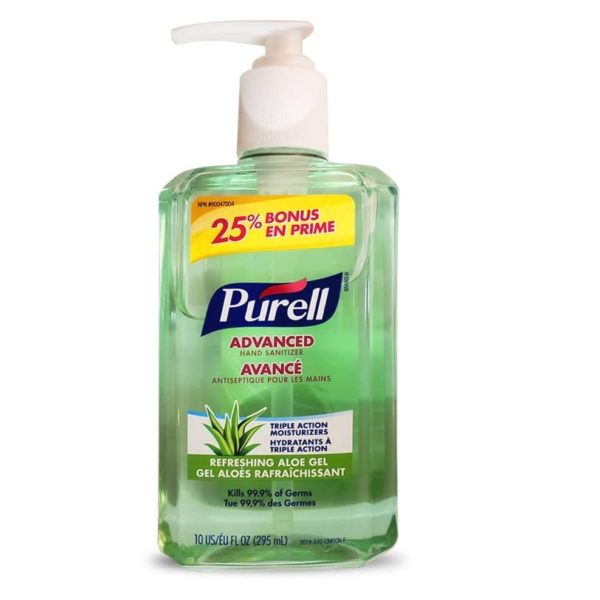 Purell Hand Gel Disinfectant Sanitizer Advanced Triple Action Moisturizer Aloes 10 oz 295 ml