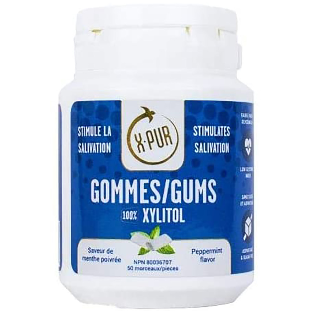 XPUR Xylitol Gum For Dry Mouth And Bad Breath Peppermint Flavored